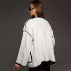 Knitted Cardigan with Tie-Up Detail, Loose Fit, Color-Blocking Sweater