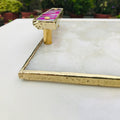 White Crystal Agate Plated Serving Tray With Pink Agate/Onyx Handles/Personalised Momentos/Sign Boards