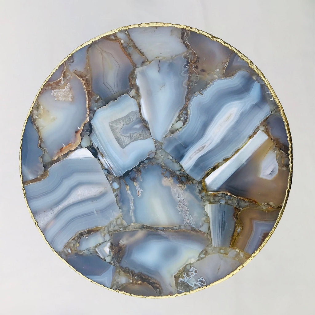 Banded Agate Round Edge Side/Coffee Table