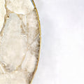 White Agate Serving Tray With Brass Handles | Circular |