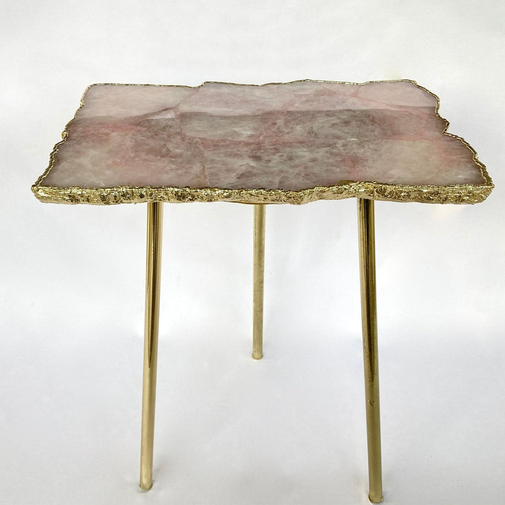Rose Quartz Agate/Crystal/Gemstone/Quartz Organic Edge Side/Drink/Coffee Table