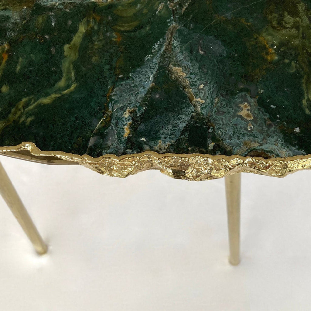 Green Agate/Crystal/Gemstone/Quartz Organic Edge Side/Drink/Coffee Table