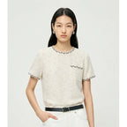 Chic Minimalist Round Neck Short Sleeve T-Shirt for WomenCasual Office Wear