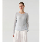 Lazy Textured Breathable Knit Openwork Cardigan, Light-Enhancing Loose Casual Top