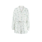 Casual Loose Printed Minimalist Luxury Sleepwear Long Sleeve Short Pants Set Women's Home Wear