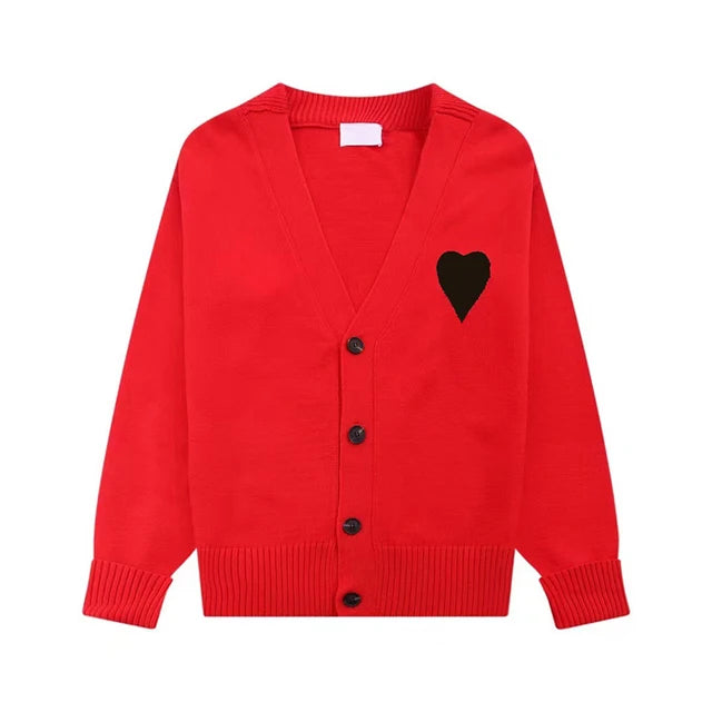 Y2k Sweaters Women Autumn Heart Embroidery Midnight Blue Cardigan Fashion Warm Loose Fit Lover Cotton Knitted Cardigans Mens top