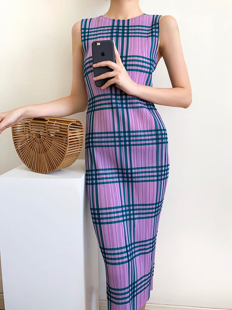 Pleated Women Sets Button Jacket Tops Plaid Printed Dress Casual Pink Blazer Korean Style Two Piece Suit Designer Clothes