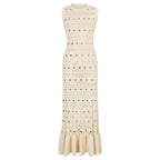 Blue Yinying Style S Brand French Classic Hepburn Style Embellished Stud Ruffle Hem Dress Evening Gown
