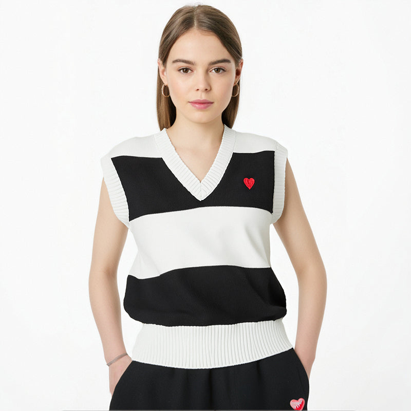 Women's knitted vest sweater spring new knitted sweater pullover tops V-neck sleeveless vest women's clothing couple casual