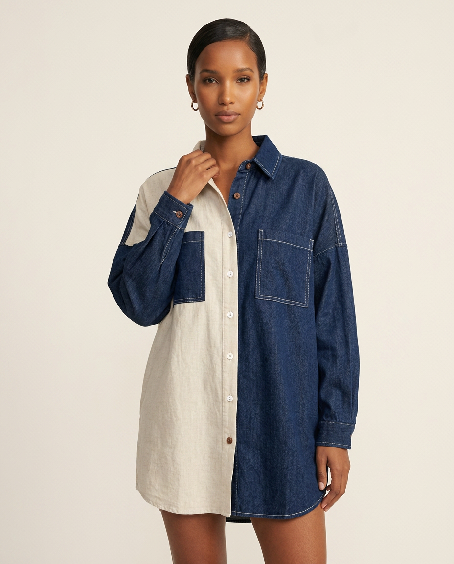 The Janus Two-Tone Shirtdress-0