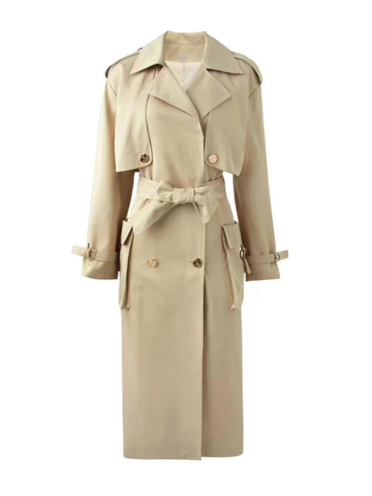 HIGH STREET Fall Winter Designer Fashion Women's Elegant Double Breasted  Belted Trench OverCoat