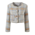 Korean Fashion Winter Jackets for Women  Elegant O-neck Woven Wool Coat Luxury High Quality