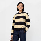 Thickened Wool Sweater Inner Retro Color Block Loose Lazy Striped Base Layer Top Women's Outer Knitted Sweater