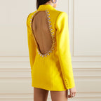Unique Designer Sexy Backless Blazer for Women Runway Designer Elegant Black Jacket Autumn New in Outwears