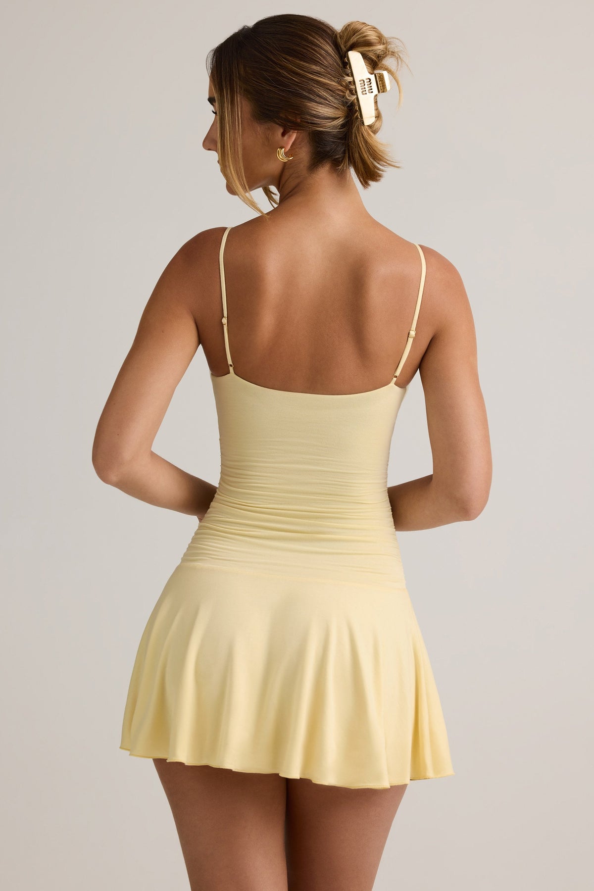 Suspender V-neck ruffle dress