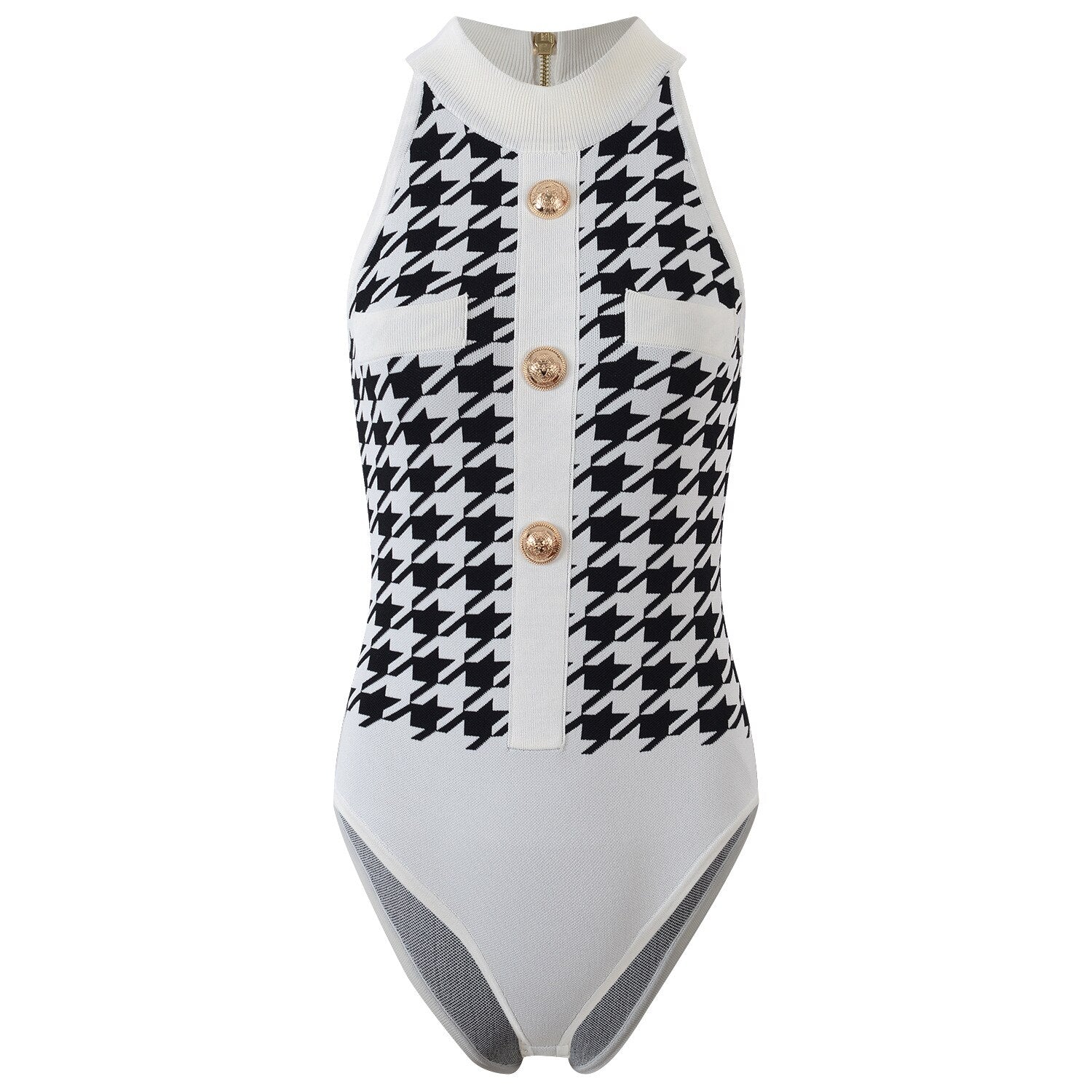 Luxury Designers Summer Clothes Vintage Lion Buttons Plaid Jumpsuit Women Sleeveless Sexy Outfits for Woman