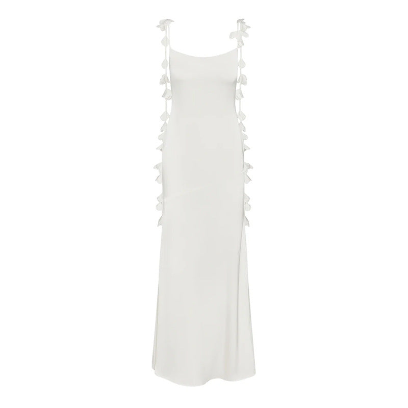 Sexy Backless Sleeveless Solid Color Fitted Elegant Evening Dress with Lace Women's Strapless Dress