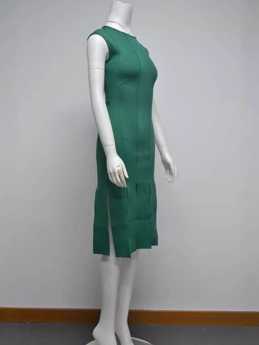 European and American green hollow out sexy belt bandage dress high-end party dress evening gown