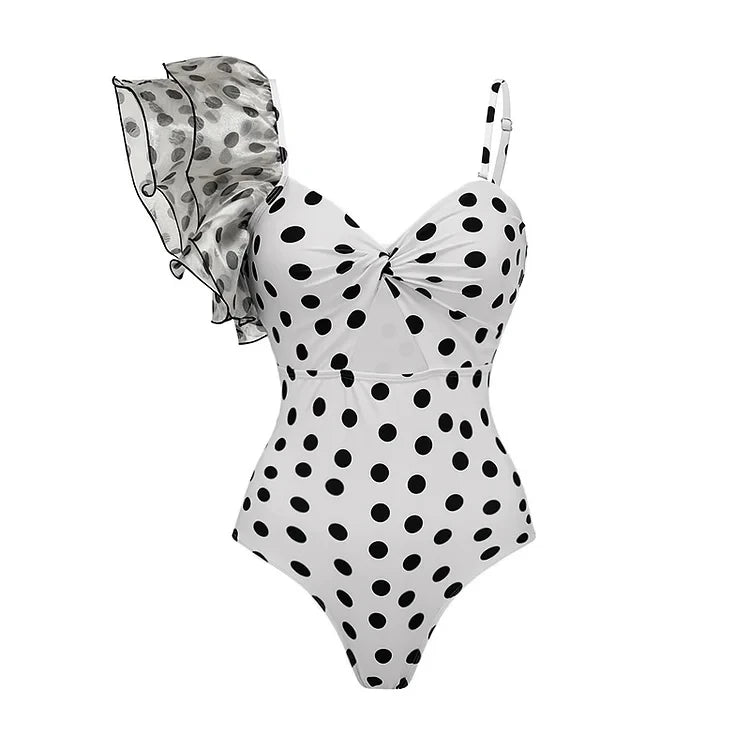 Women's Swimsuit Set Vintage Ruffle Dot Printed One Piece Vacation Swimwear Woman Beachwear Luxury Bathing Suit tankini