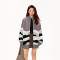 Color-Blocked Embroidered Cardigan Sweater Women's Oversized Loose Casual Knitwear Coat