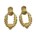 Top Quality Vintage Brass Plated 18K Gold Exaggerated Ear Clip Earrings Luxury Jewelry Woman Designer Brand Trend