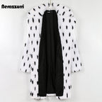 Nerazzurri Winter Long Oversized Colorful Warm Hairy Fluffy Faux Fur Coat Women Pockets Female Loose Luxury Furry Overcoat