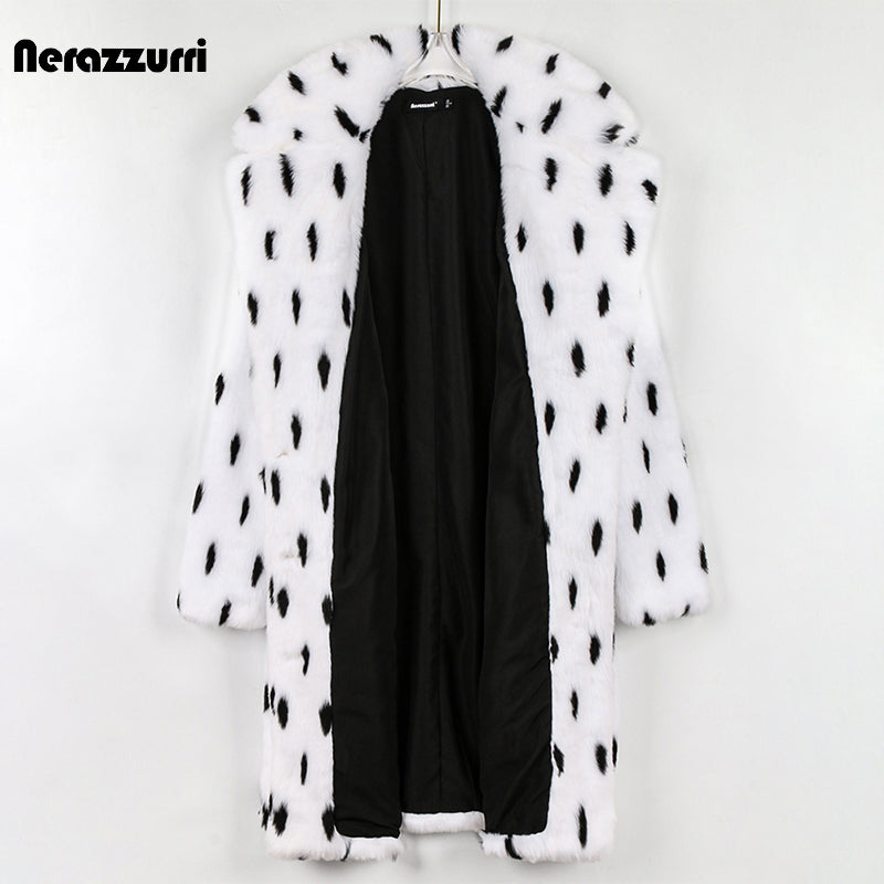 Nerazzurri Winter Long Oversized Colorful Warm Hairy Fluffy Faux Fur Coat Women Pockets Female Loose Luxury Furry Overcoat
