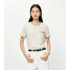 Chic Minimalist Round Neck Short Sleeve T-Shirt for WomenCasual Office Wear