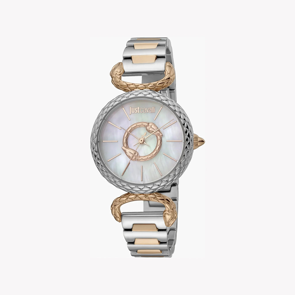 Just Cavalli Women's Silver & Rose Gold Watch, White Dial | Jc1l148m0095