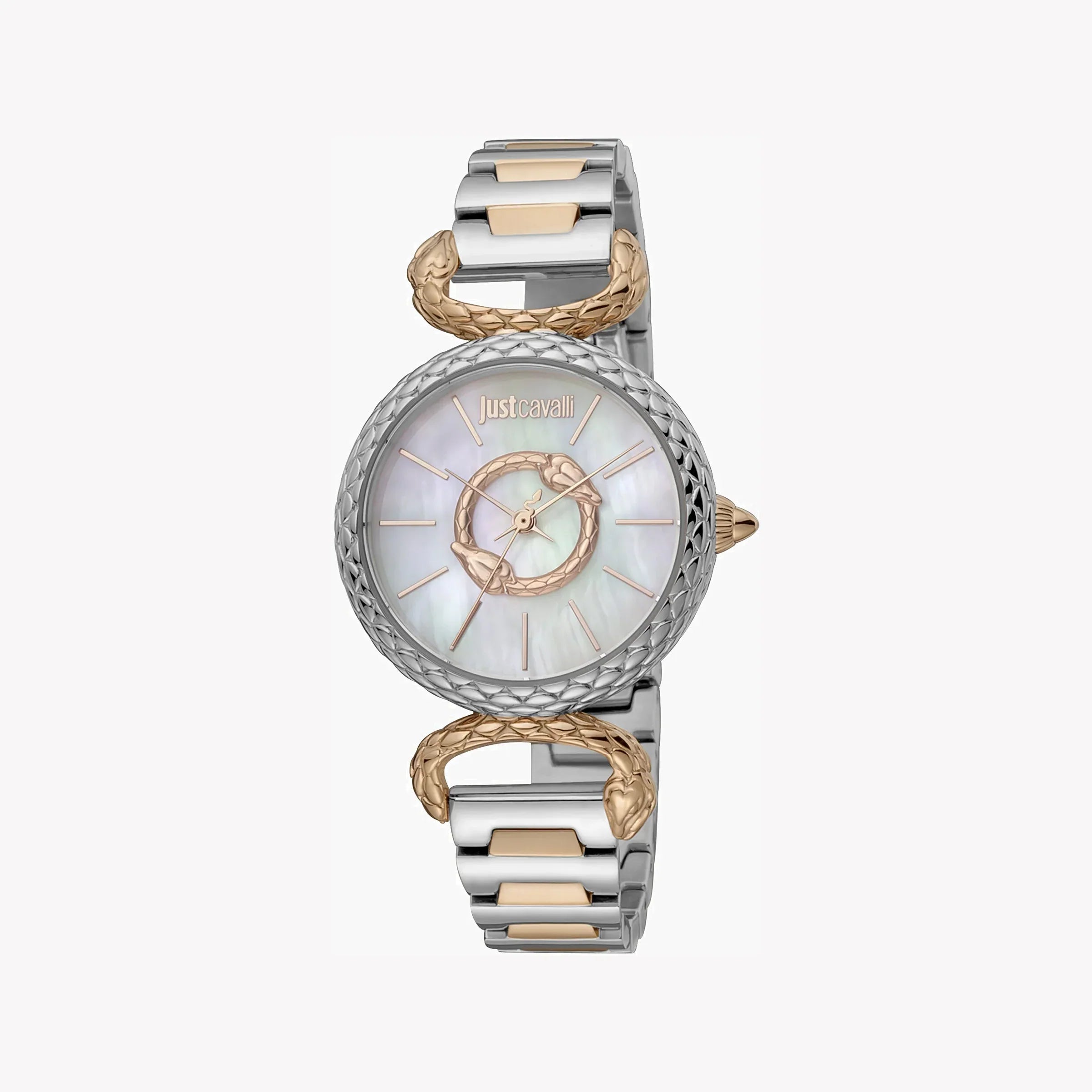 Just Cavalli Women's Silver & Rose Gold Watch, White Dial | Jc1l148m0095