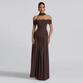 Style Solid Color Off-Shoulder High Slit Backless Long Dress