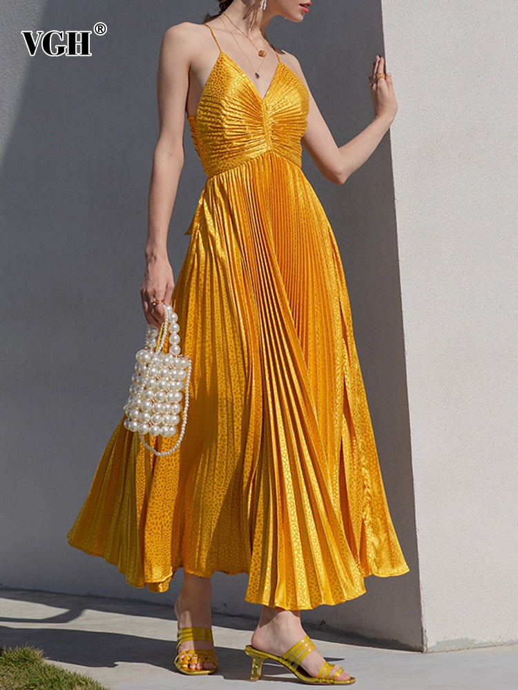 Summer French Suspender Skirt Birthday Party Dress Skirt Ladies Light Luxury Pleated Dress