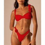 Flower split bikini swimsuit