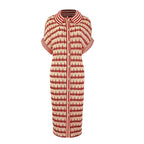 Spring Hearts Love Printed Dress Cardigan Button Dress Elegant Flare Sleeve Designer Clothing 8958