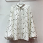 Heavy industry diamond inlaid niche design loose and versatile women's western-style shirt top
