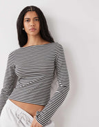 Off-Shoulder Striped T-Shirt