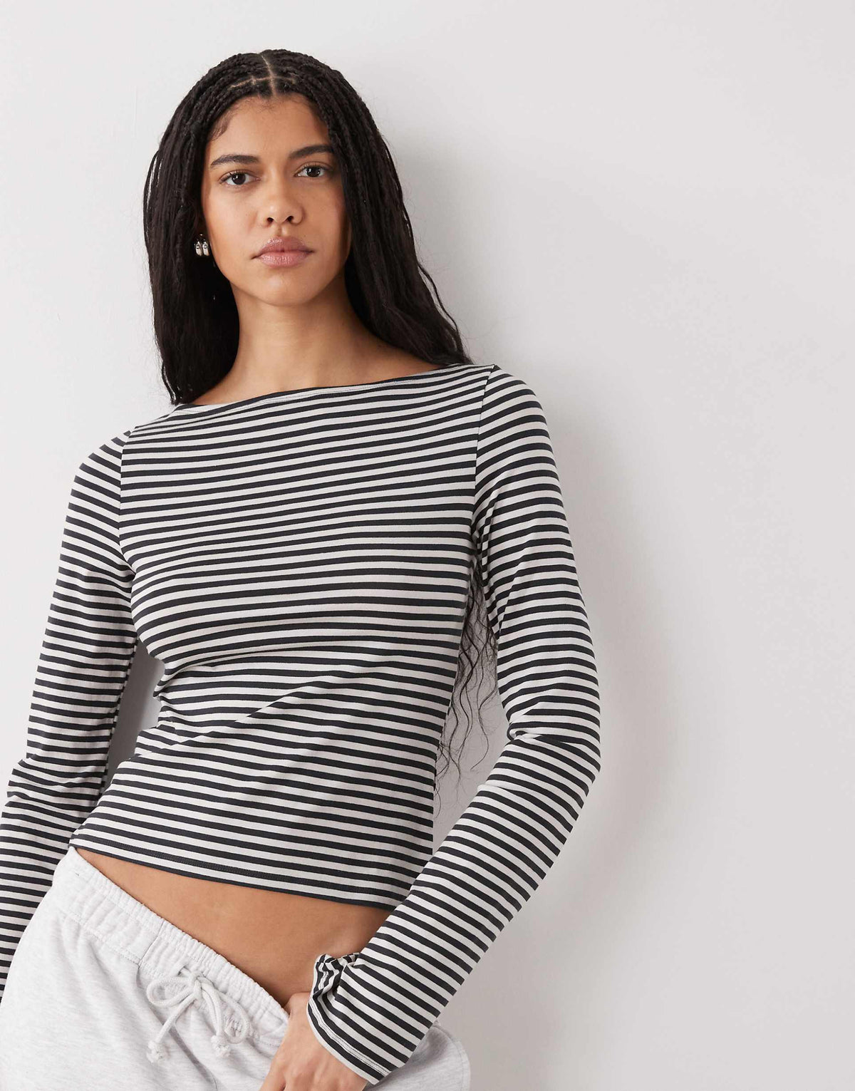 Off-Shoulder Striped T-Shirt