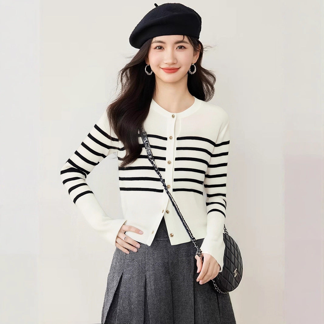 Casual Versatile Loose Knit Cardigan Women Long Sleeve French Chic Style Fashion Top