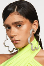 Crystal flower maxi hoops
