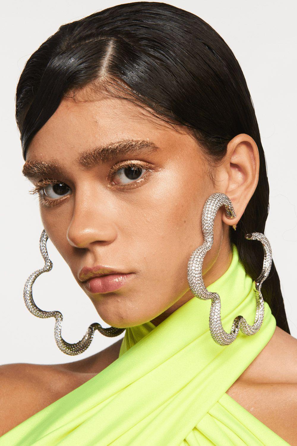 Crystal flower maxi hoops