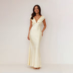Deep V slim fit backless temperament dress for women