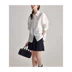 Spring New Embroidered White Shirt with Women's Back Buckle Design, niche and versatile for layering and commuting