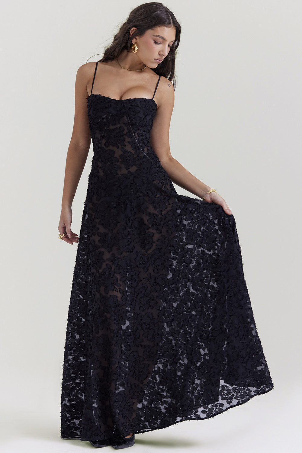 Lace Strap Backless Mini Dress for Women, New Fashion Autumn Fairy Dress, Casual Vacation Mid-Length Dress
