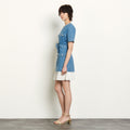 Denim Patchwork Plaid Lace-Up Dress