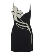 New Light Luxury Heavy Industry Hot Drill Slim Fit Hip Bandage Hot Girl Dress Suspenders Little Black Dress