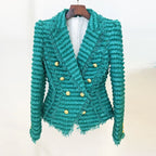 Autumn Winter Thick Woven Fabric Luxury Women Tweed Street Blazers Bodycon Design Fresh Color Eye-catching Jackets