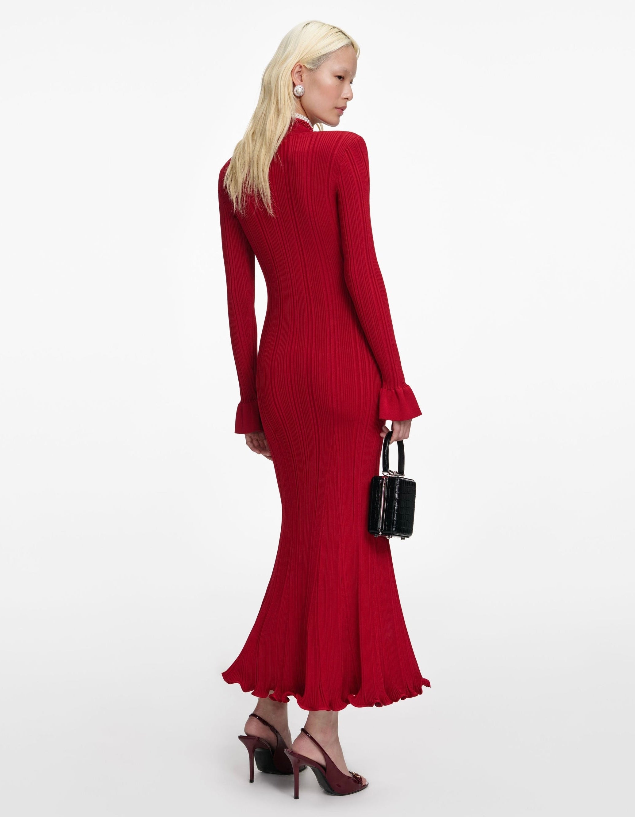 Beaded ribbed-knit Dress