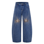 Distressed Patchwork Ray Star Rhinestone Jeans