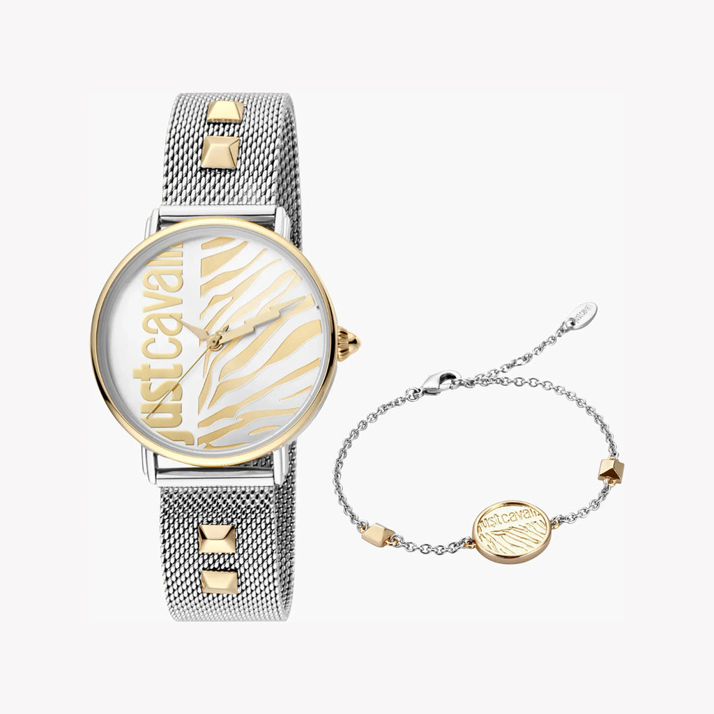 Just Cavalli Women's Silver Watch, Champagne Dial | Jc1l077m0095