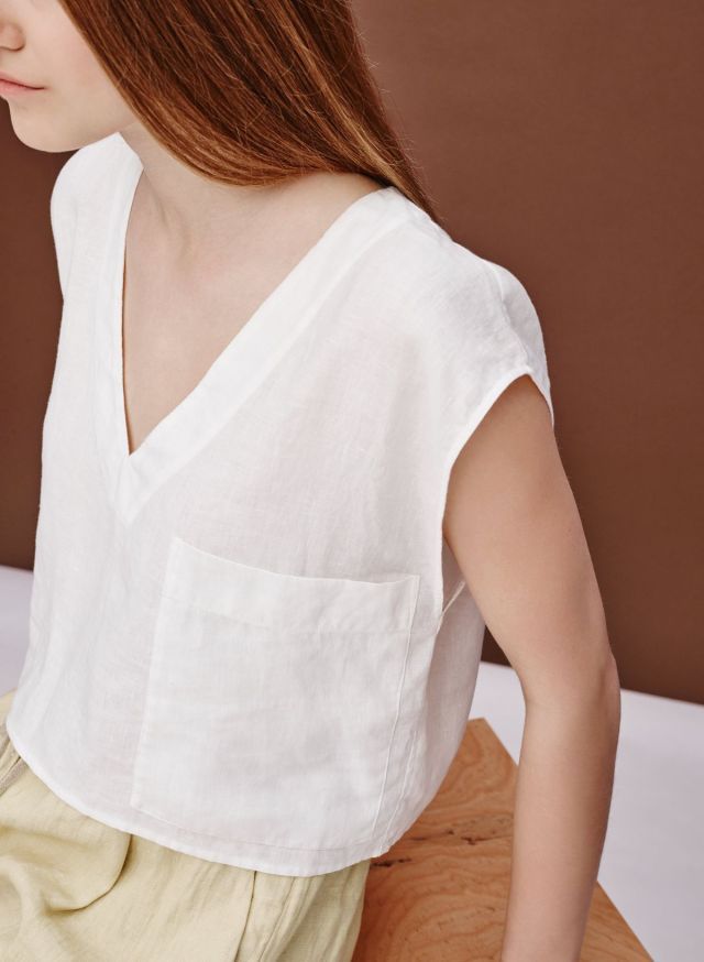 High-Grade Pure Linen V-Neck Short Top Loose Old Money Style Women's T-Shirt Sleeveless Tank Top
